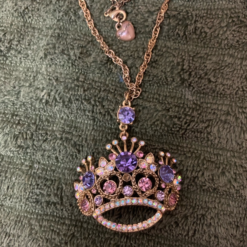 Betsey Johnson Crown Necklace Purple Jewels